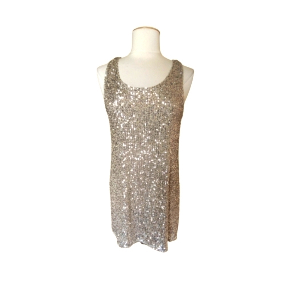 Cable and Gauge Gold Sequin Sleeveless Midi Dress